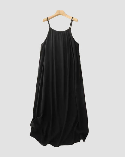 Women's Solid Color Backless Cami Maxi Dress(70% Cotton + 30% Linen)