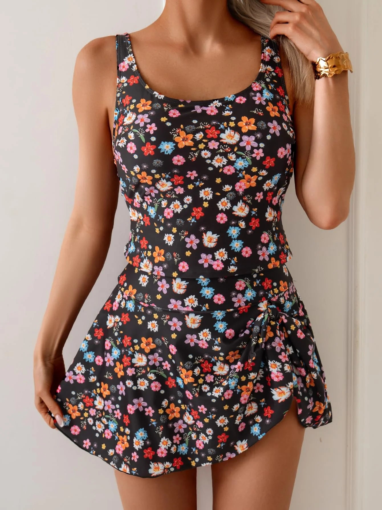 🩱Summer Hot Sale 80% OFF☀️🌊Women's Tummy Control Two Piece Swimsuit High Waisted Tank Top with Swim Skirt