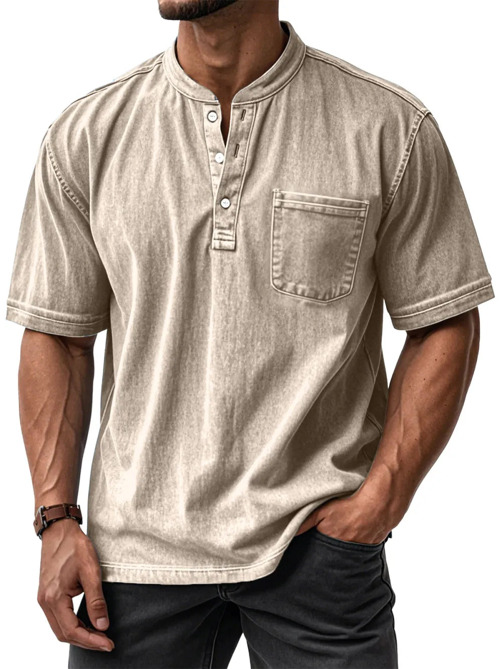 🔥2026 Clearance Sale🔥Men's Casual Vintage Pocket Henley Shirt
