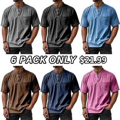 🔥2026 Clearance Sale🔥Men's Casual Vintage Pocket Henley Shirt