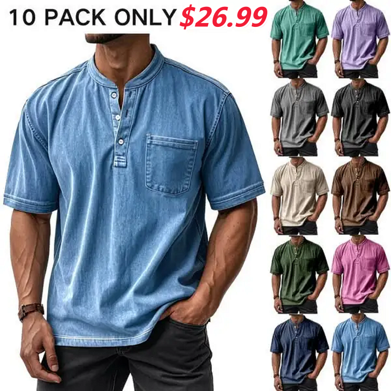 🔥2026 Clearance Sale🔥Men's Casual Vintage Pocket Henley Shirt