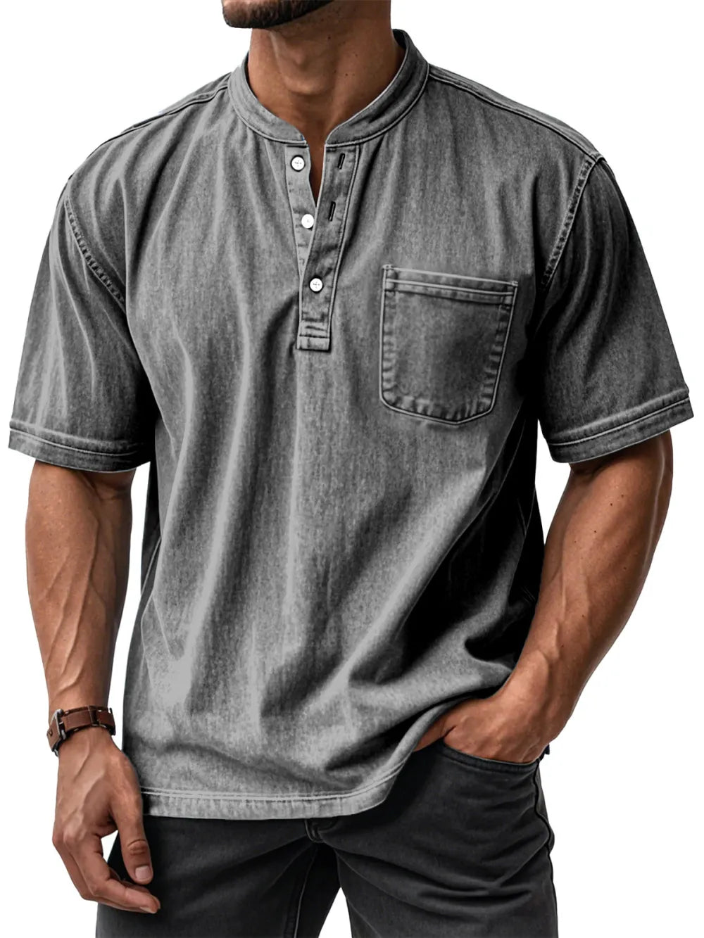 🔥2026 Clearance Sale🔥Men's Casual Vintage Pocket Henley Shirt