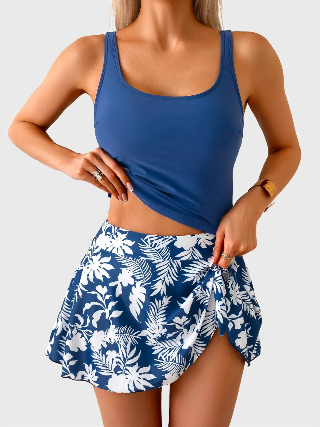 🩱Summer Hot Sale 80% OFF☀️🌊Women's Tummy Control Two Piece Swimsuit High Waisted Tank Top with Swim Skirt