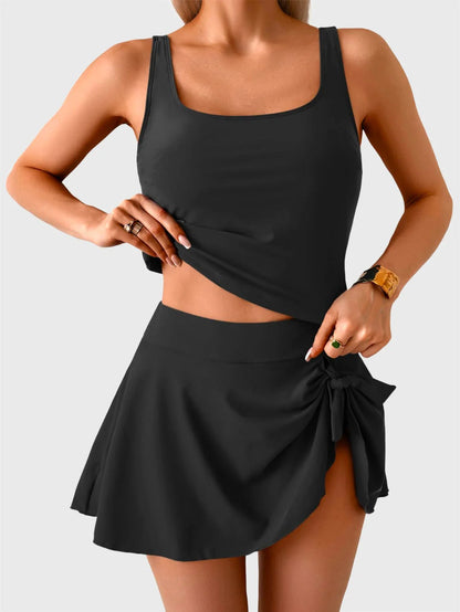 🩱Summer Hot Sale 80% OFF☀️🌊Women's Tummy Control Two Piece Swimsuit High Waisted Tank Top with Swim Skirt