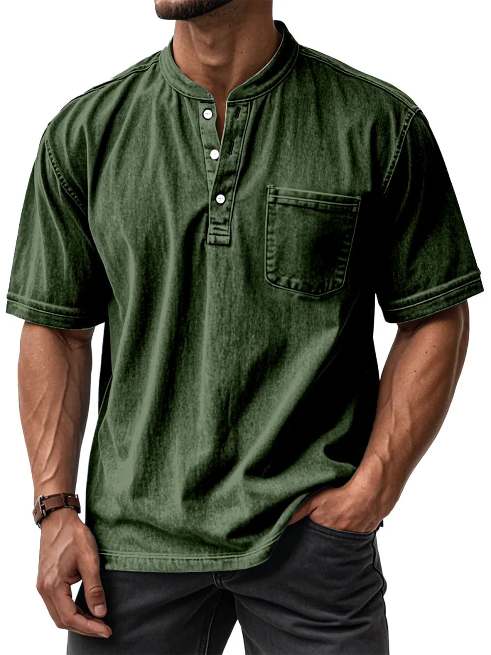 🔥2026 Clearance Sale🔥Men's Casual Vintage Pocket Henley Shirt