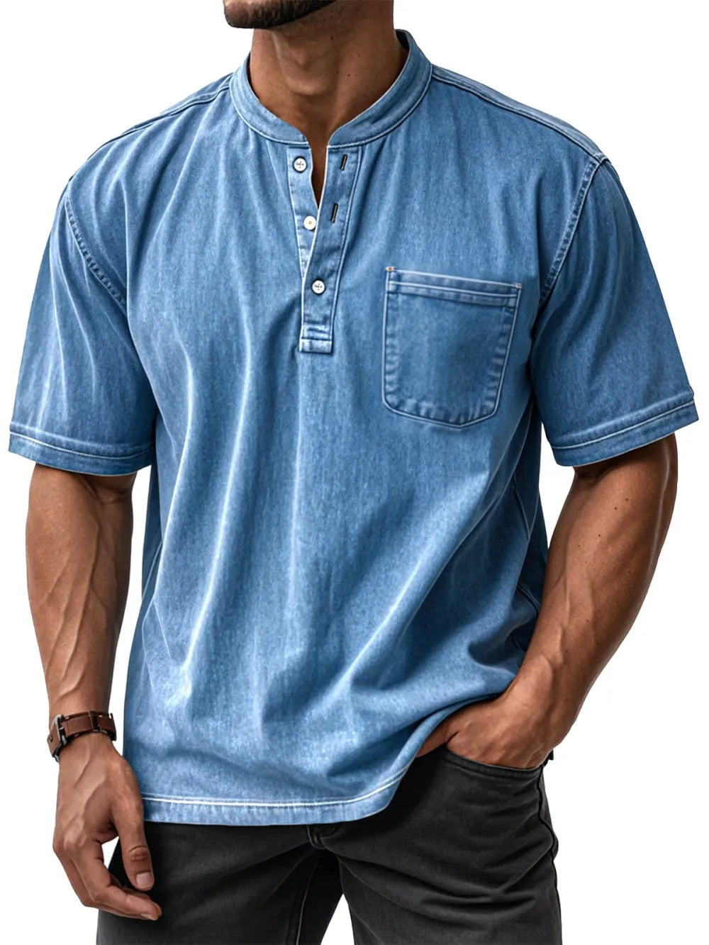 🔥2026 Clearance Sale🔥Men's Casual Vintage Pocket Henley Shirt