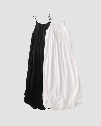 Women's Solid Color Backless Cami Maxi Dress(70% Cotton + 30% Linen)