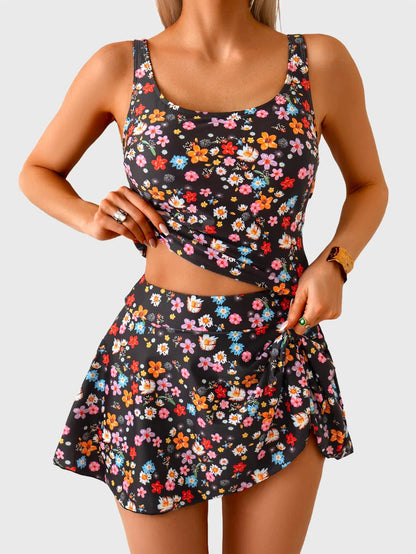 🩱Summer Hot Sale 80% OFF☀️🌊Women's Tummy Control Two Piece Swimsuit High Waisted Tank Top with Swim Skirt