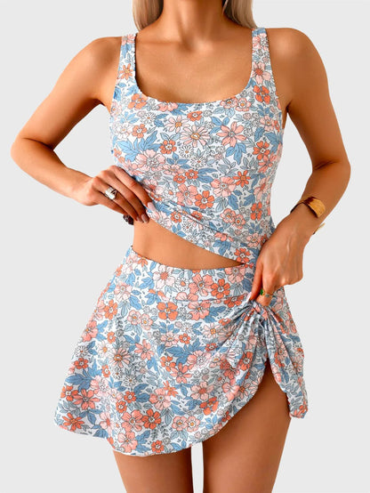 🩱Summer Hot Sale 80% OFF☀️🌊Women's Tummy Control Two Piece Swimsuit High Waisted Tank Top with Swim Skirt