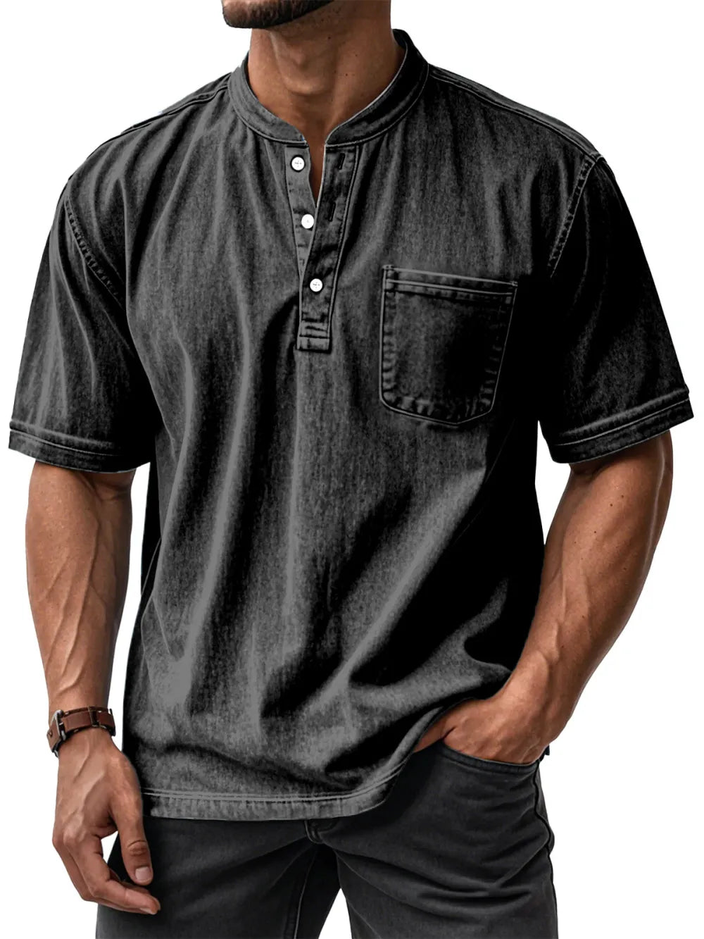 🔥2026 Clearance Sale🔥Men's Casual Vintage Pocket Henley Shirt