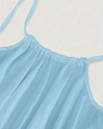 Women's Solid Color Backless Cami Maxi Dress(70% Cotton + 30% Linen)