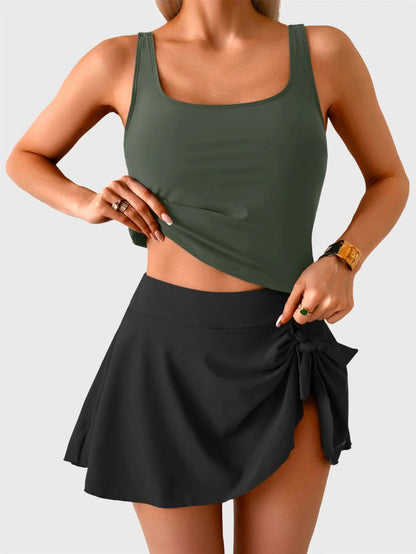 🩱Summer Hot Sale 80% OFF☀️🌊Women's Tummy Control Two Piece Swimsuit High Waisted Tank Top with Swim Skirt